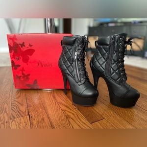 6” Pleasers Pleather Black Booties